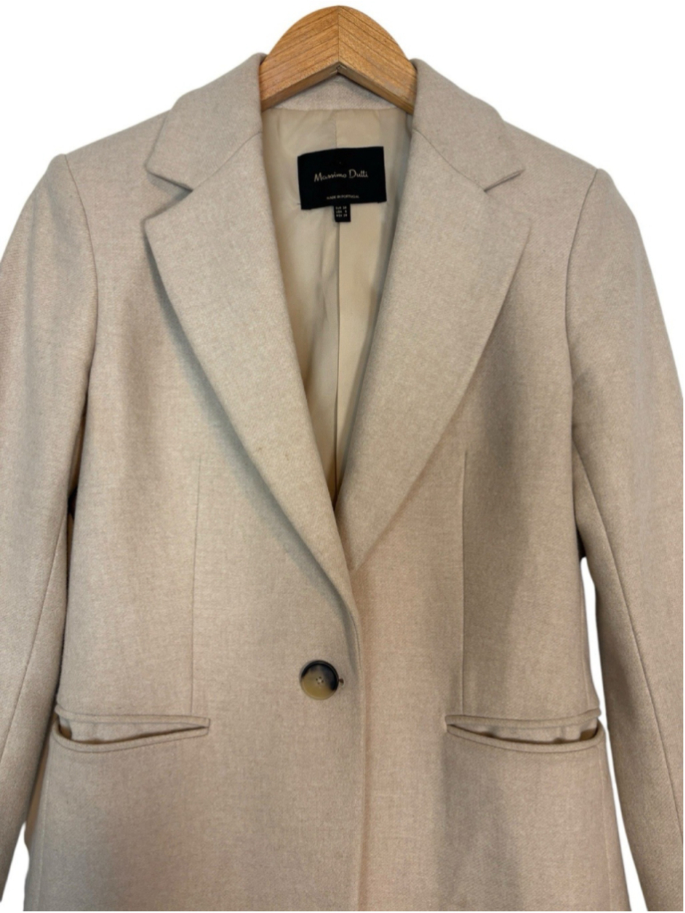 Massimo Dutti Blazer Jacket Women's US 6 Beige Wool Italian Fabric Quiet Luxury - Picture 6 of 12